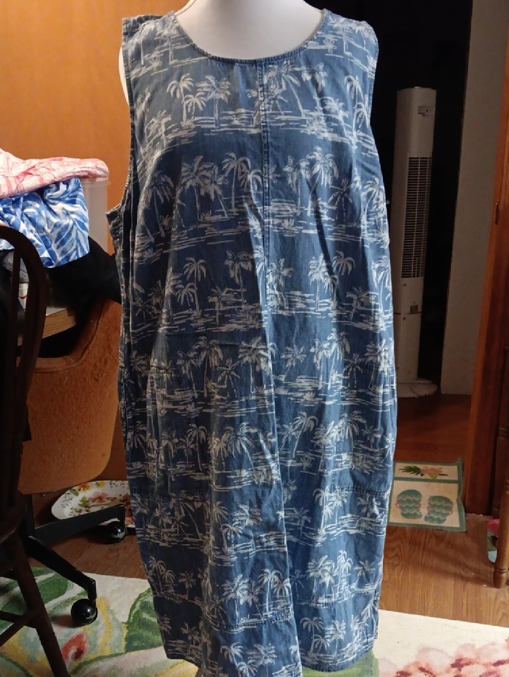 Cj Banks Sleeveless Tropical Denim Dress/ Jumper 2x
